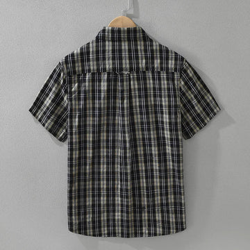 AIDASE  -  100% Cotton Good Quality Classic Plaided Shirt Men's Summer Fashion Short Sleeve Soft Cozy Blouse Teens Vintage Daily Tops aidase-shop